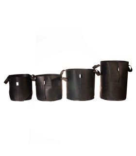 Black Round Fabric Pot with Handles | GrowShop LowCost