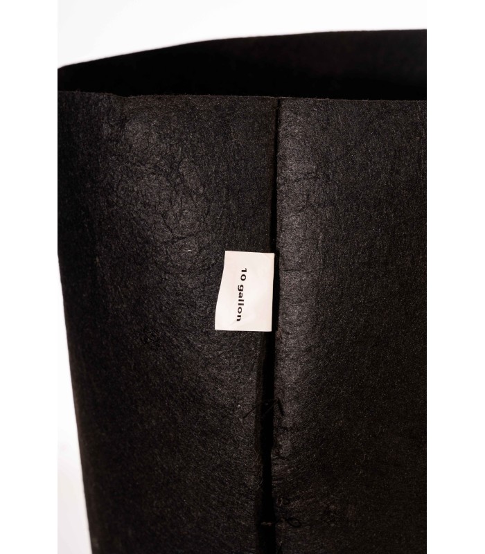 Maceta de tela redonda negra con asas