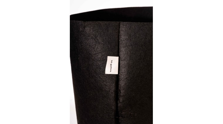 Maceta de tela redonda negra con asas